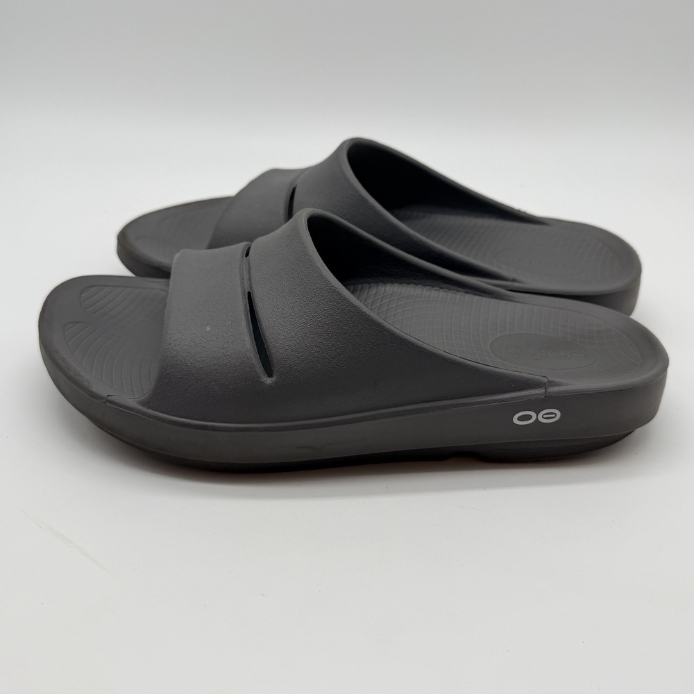Oofos Sandals Women's M8 W10 Gray OOahh Slip On Recovery Slides Comfort